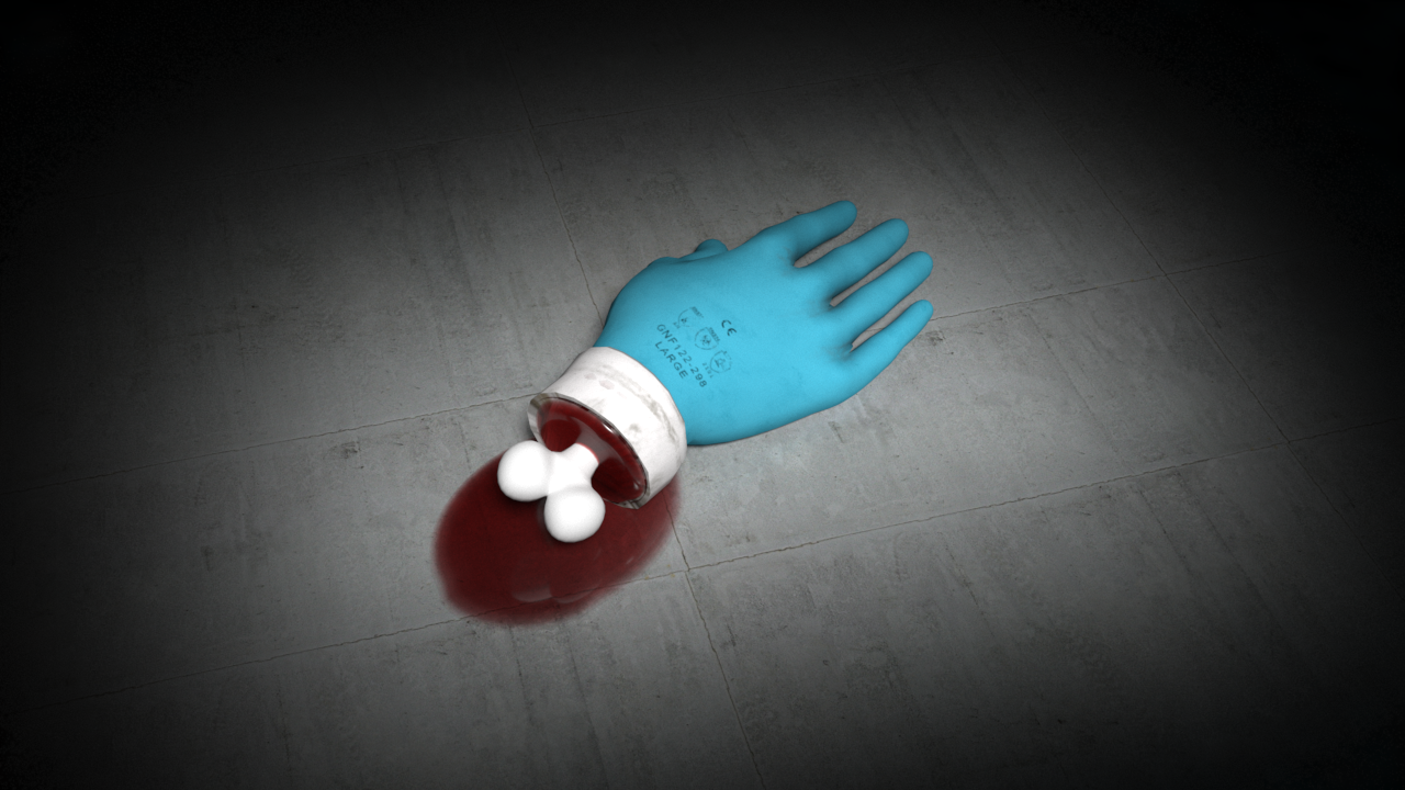 Promotional render of a bloody hand