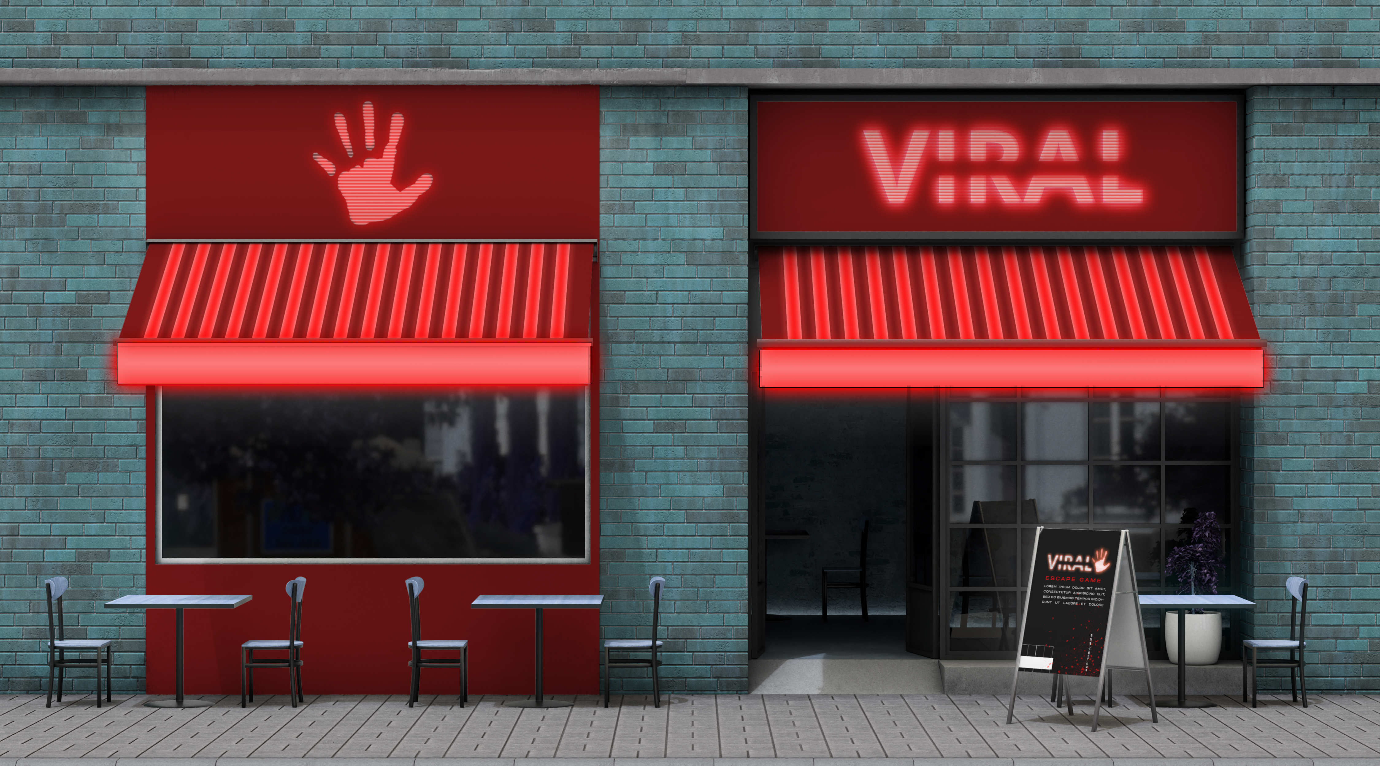 Promotional render of a popup store